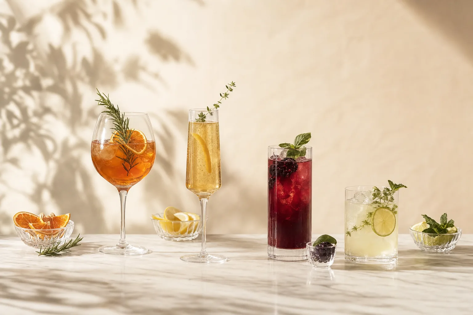 mesa posta com drinks sem álcool variados para receber convidados