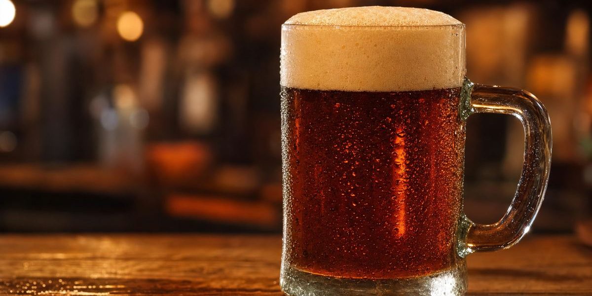 Caneca de malzbier sem álcool com espuma cremosa